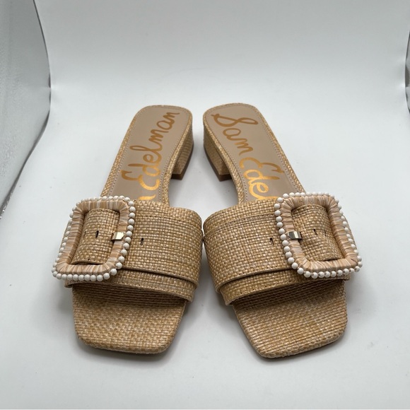 NWOB Sam Edelman DEACON BEADED SLIDE SANDAL COLOR:Bleached Beechwood Weave size7 - Picture 4 of 9